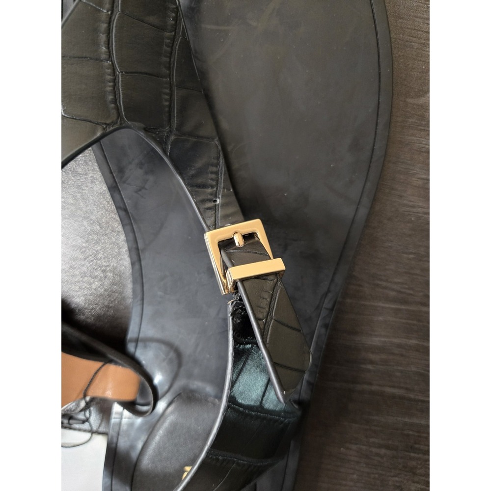 Zara Women's Croc Embossed Thong Sandal Black Size EU 41/US 10 NWT $49 - Picture 3 of 6